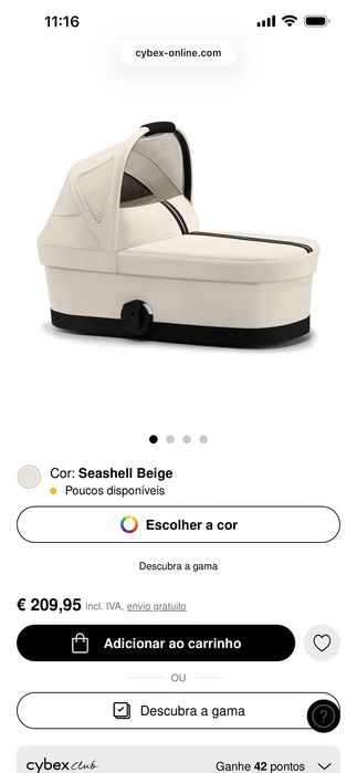Alcofa Cybex  + 2 adaptadores Cybex Eeazy Twist