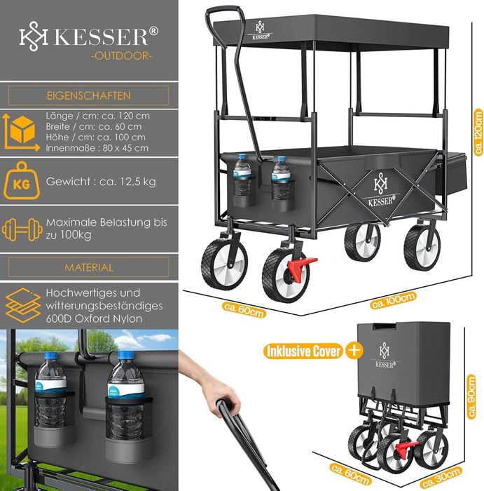 Nowy składany wózek ogrodowy / transportowy / KESSER !9124!