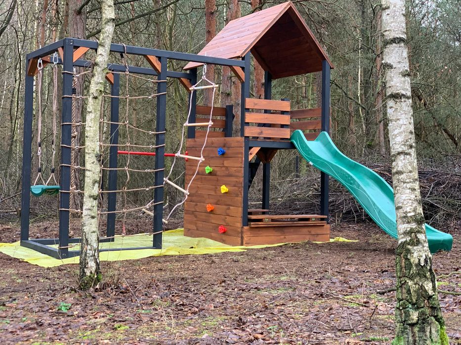PROMOCJA - Plac zabaw - Zosia - Drewniany - Domek - Zjeżdżalnia