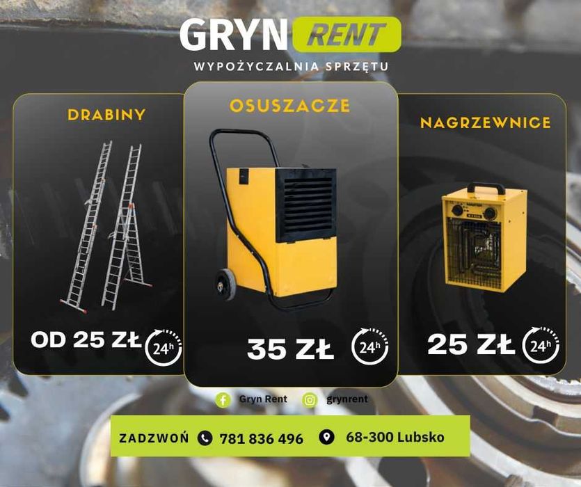 Osuszacz powietrza wynajem GRYN RENT