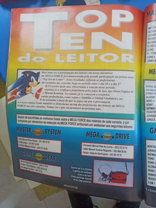 Revista coleção sega ano 1994/mega drive master sistem game gear