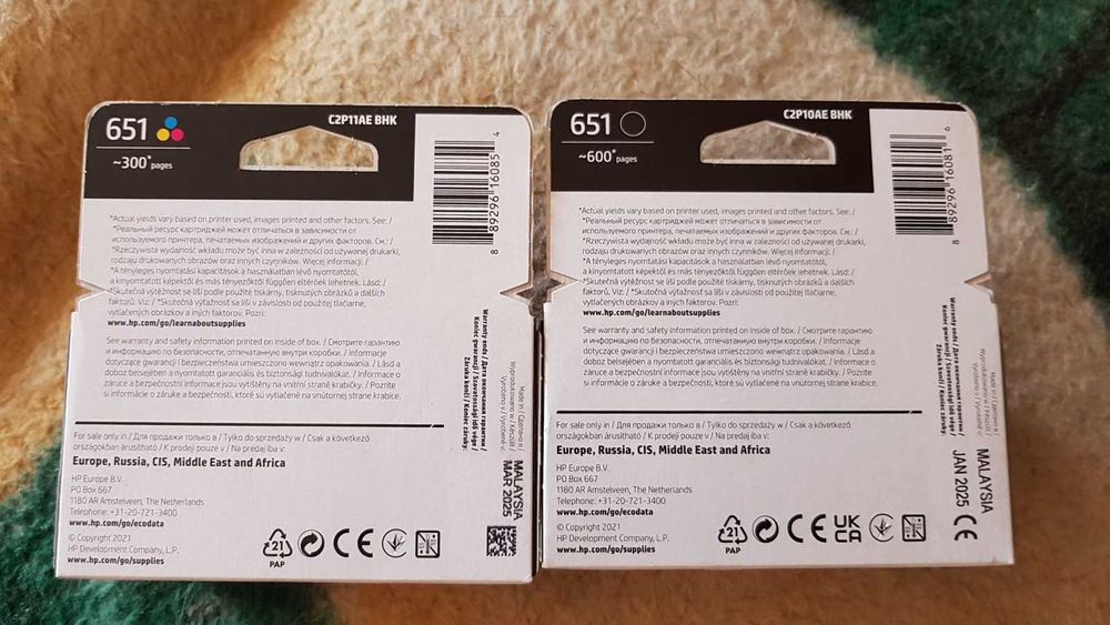 Oryginalne tusze Hewlett-Packard 651 kolor/czarny