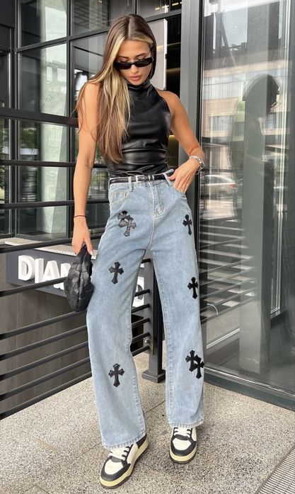 Джинси Chrome Hearts з хрестами джинсы с крестами