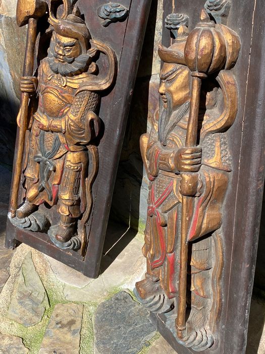 Portas Talhas Chinesas Templo Madeira entalhada China Séc XIX 69 cm