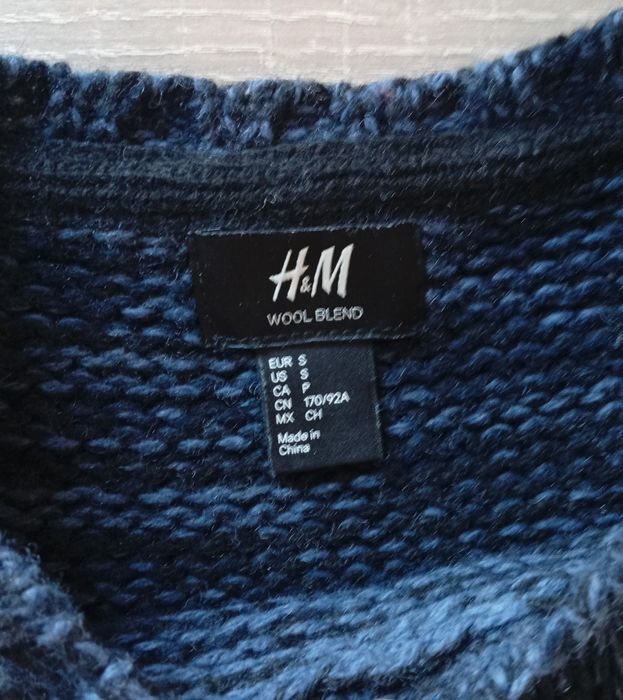 Granatowy wełniany sweter , H&M, rozmiar S