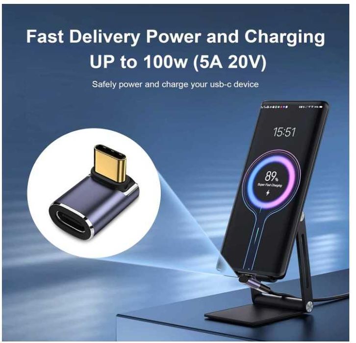 Adapter kątowy USB C 100W 40Gbps 8K 2 sztuki RUIZHI