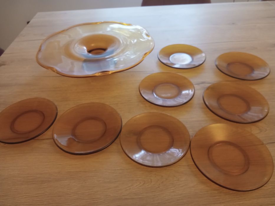 Patera do ciasta + talerzyki + szklanki