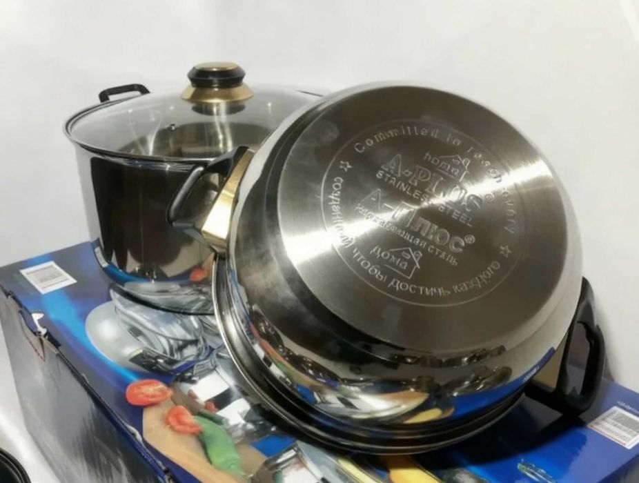 Набор кастрюль, набір каструль з нержавіючої сталі, 12 предметов 6 в 1