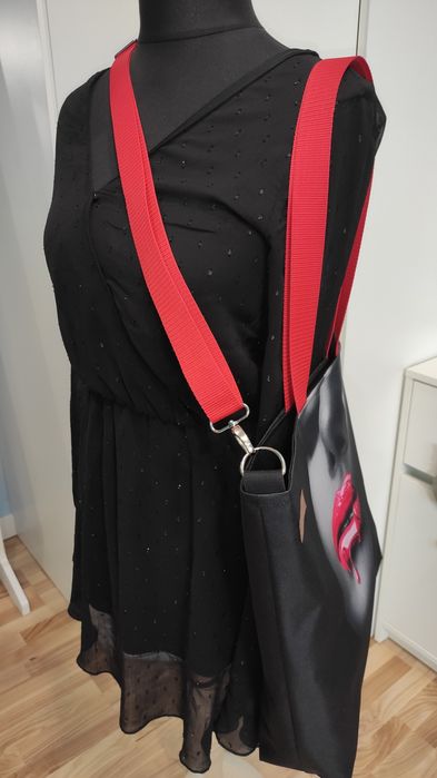 Duża Torebka Shopper bag XXL usta torba w usta twarz kobiety torebka