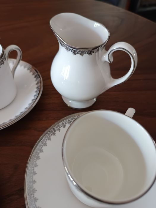 Royal Grafton Swan Lake Conjunto café branco e prata