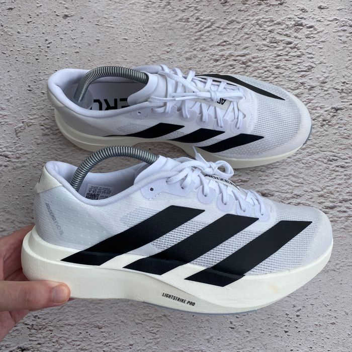 40 42.5 jh6208 елітні бігові кросівки adidas adizero evo sl white/black running jh6206