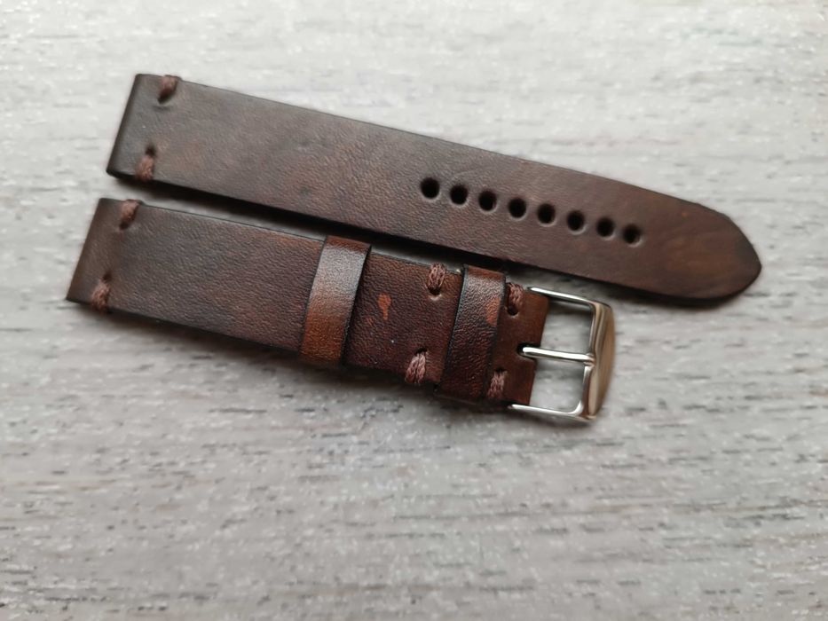 Brązowy skórzany pasek zegarka 18 mm S/M