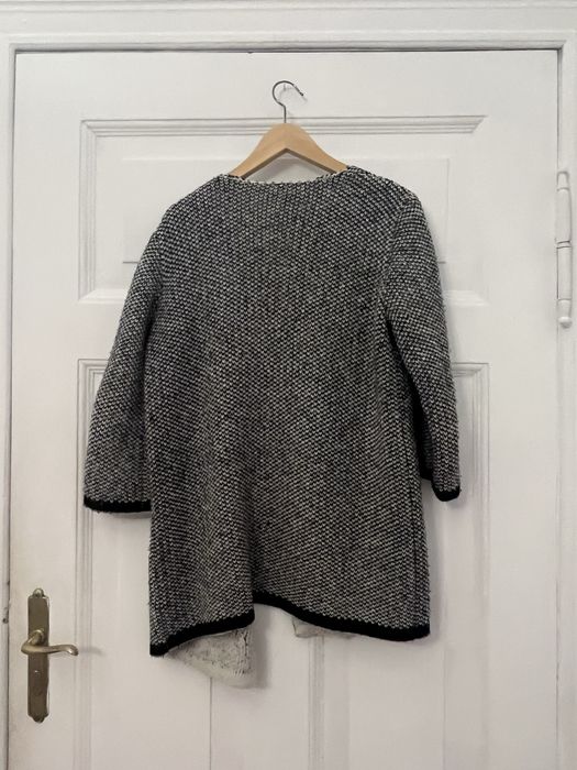 Długi kardigan Bonprix czarno-biały melanż 36/38