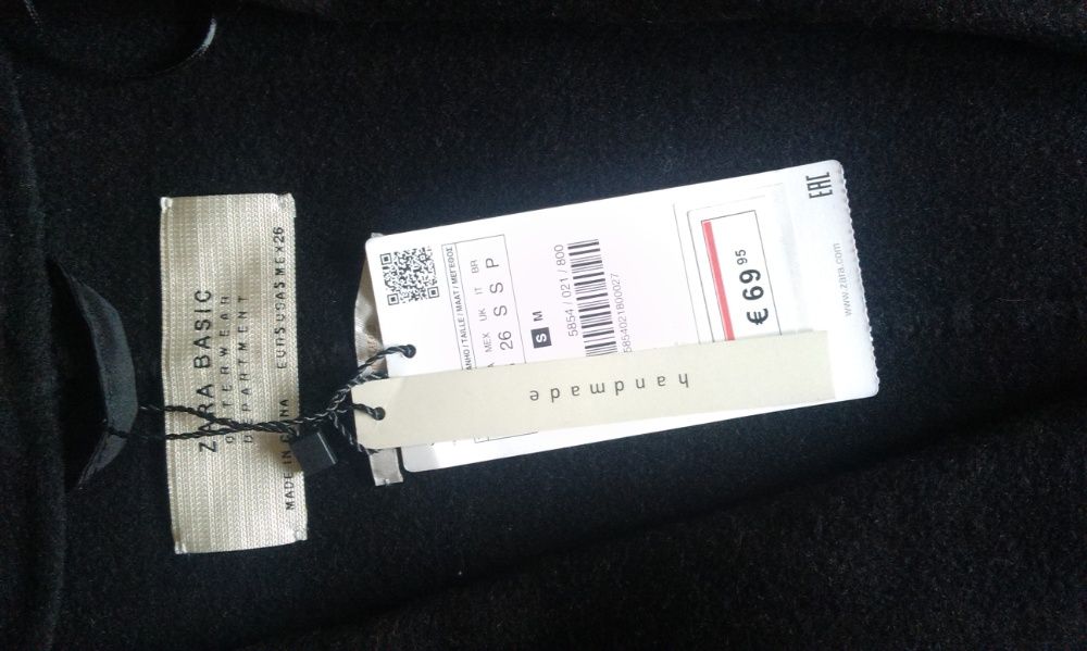 Casaco / capa Preto comprido da Zara handmade S