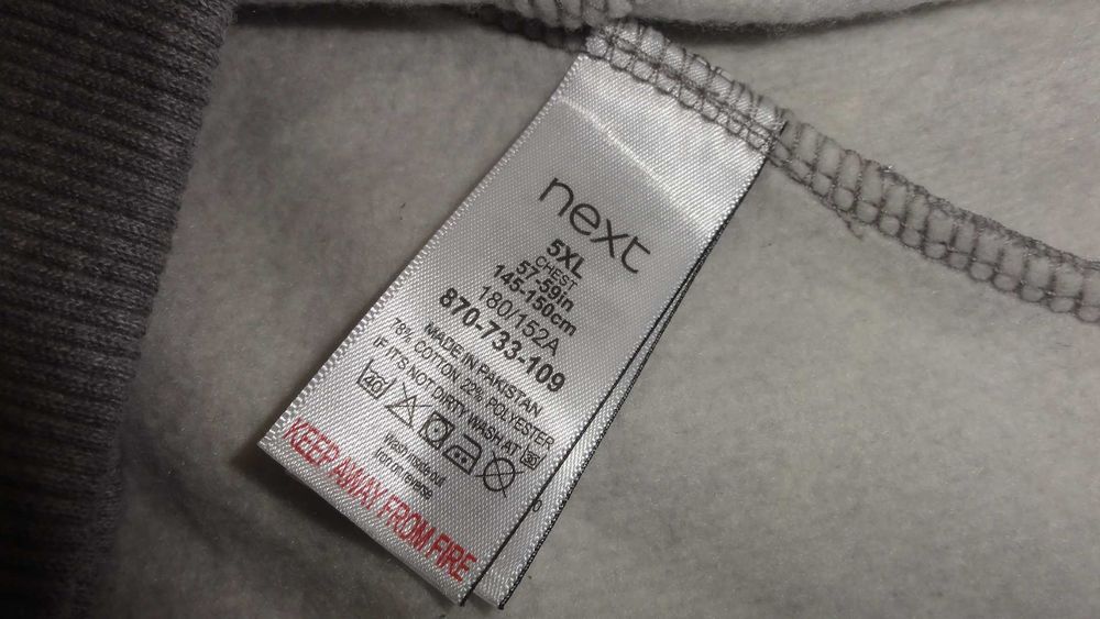 NEXT - Nowa ciepła bluza - Rozmiar 5XL - DUŻY ROZMIAR