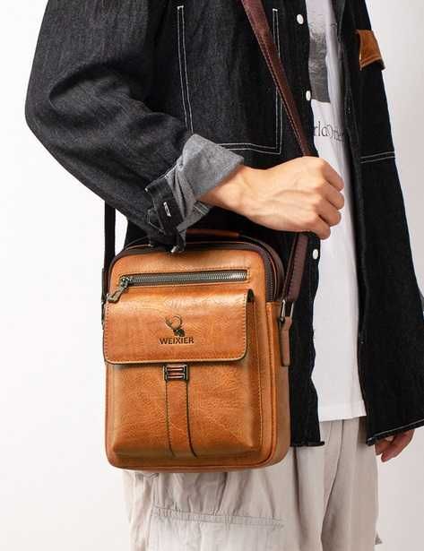 Мужская плечевая многофункциональная городская сумка - Цвет	Терракота