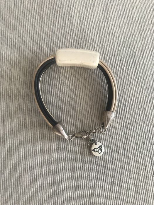 Duża elegancka bransoletka z kamieniem na rzemyku By Dziubeka