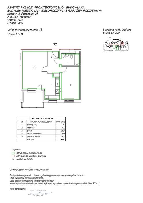 Nowa Pszczelna, 2 pokoje z jasną kuchnią, 50,97 m2