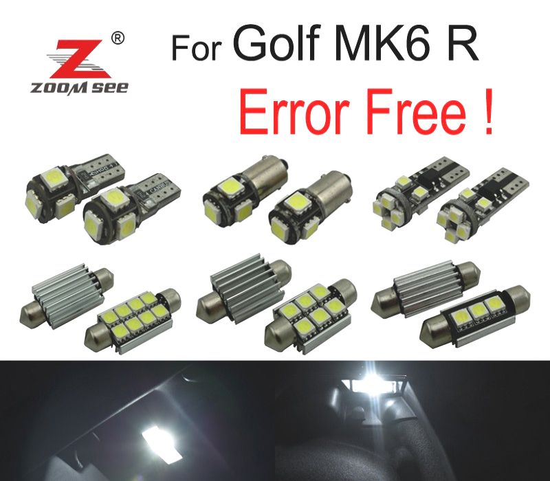 KIT COMPLETO DE 13 LÂMPADAS LED INTERIOR PARA VOLKSWAGEN VW GOLF MK6 R GOLF R MKVI 2012-2013