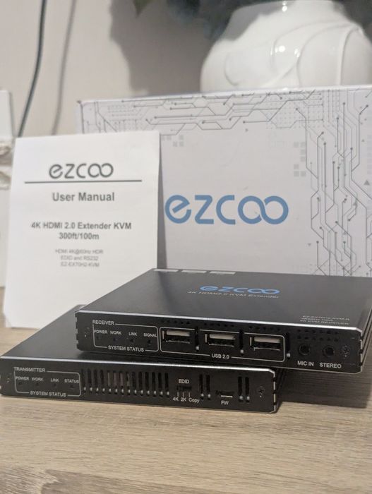 Удлинитель Ezcoo 4k hdmi 2.0 kvm 60hz ez-EX70H2, дальность 100м