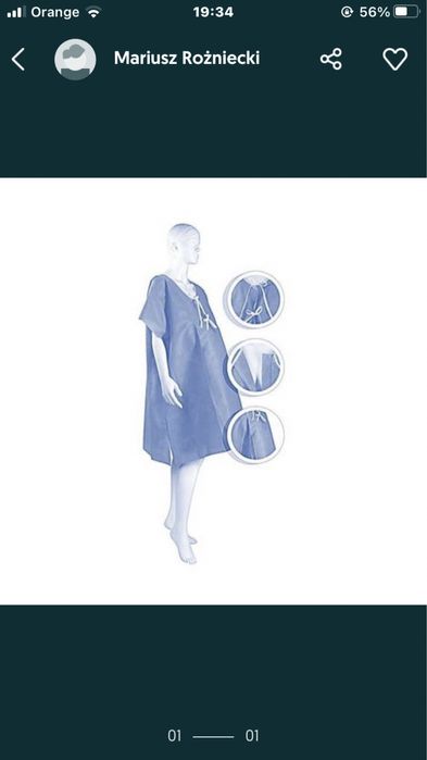 MATODRESS Koszula do porodu rozmiar S-M niebieska 1 sztuka nowa, ciąża