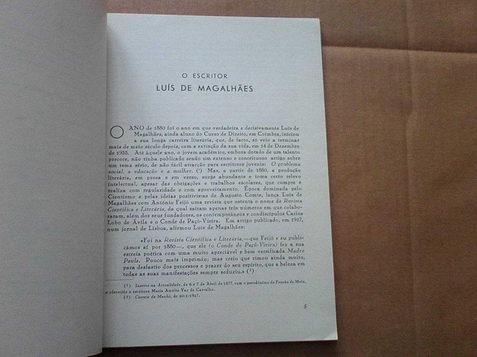 O escritor Luis de Magalhães - dedicatória