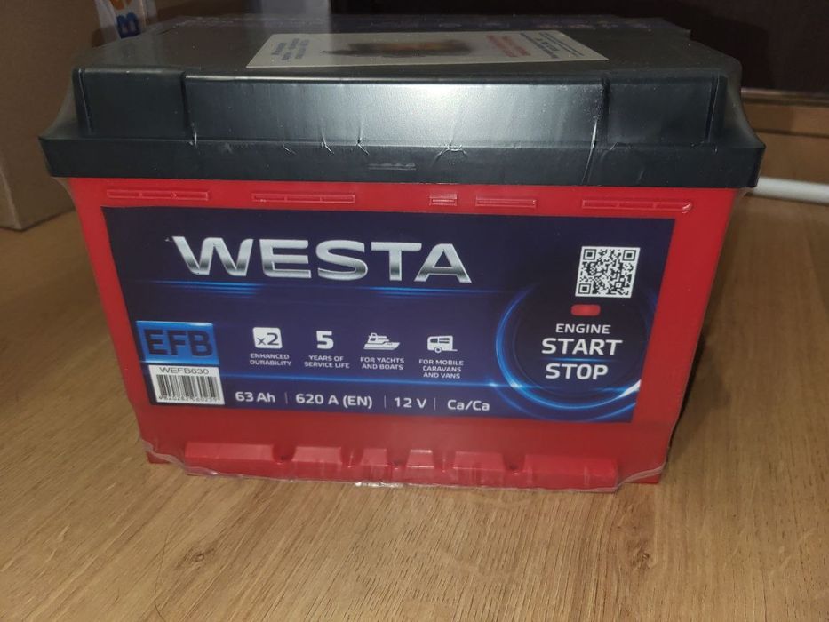 Автомобильный аккумулятор WESTA 6CT-63 А (0) RED EFB
