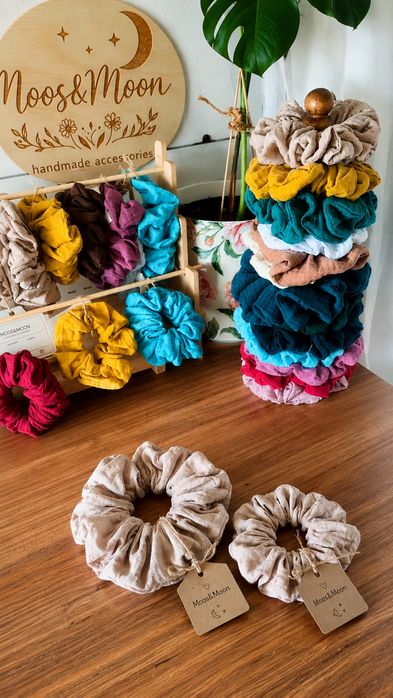 Zestaw Mama + Dziecko: Gumki do włosów z muślinu Premium (Scrunchies)
