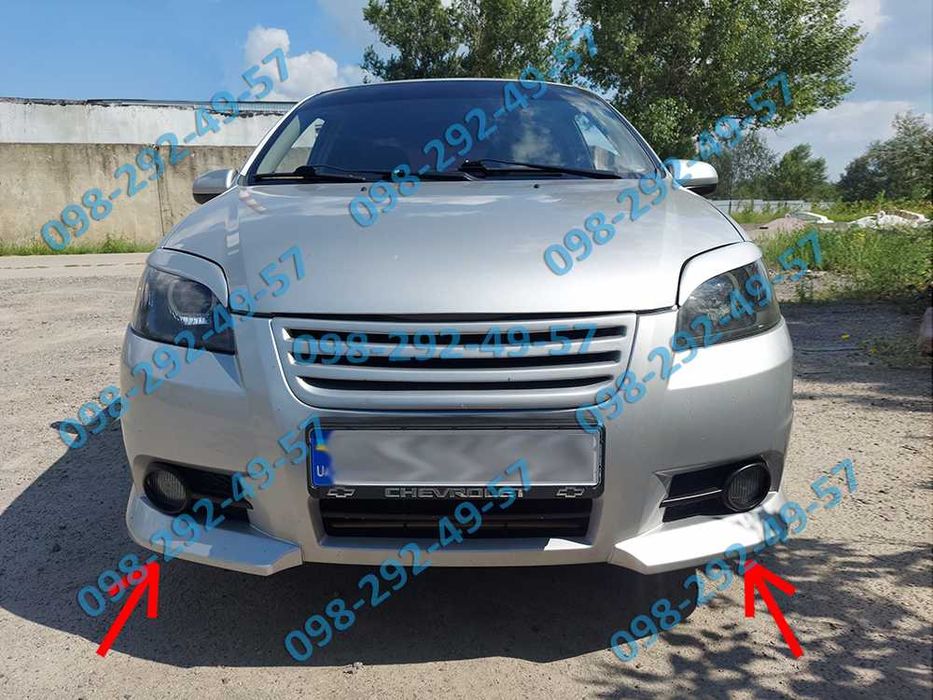 Уголки переднего бампера накладки на пороги мухобойка ветровики Chevrolet Aveo T200 T250 Шевроле Авео