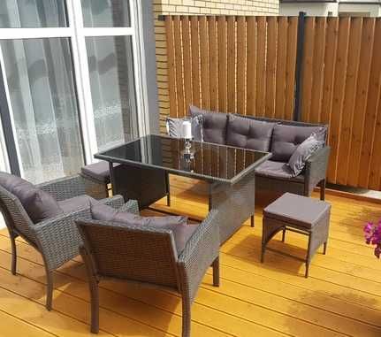 Zestaw mebli ogrodowych z technorattanu z pufami DARMOWA DOSTAWA