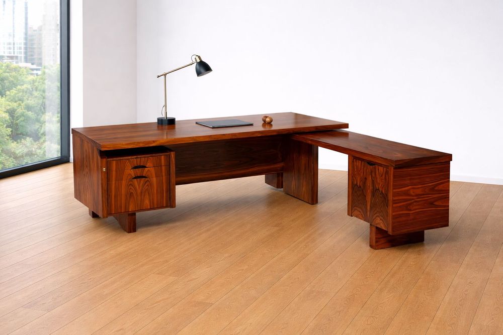 Duże biurko z palisandru 1960-70 Lysgaard Mobler - Dania