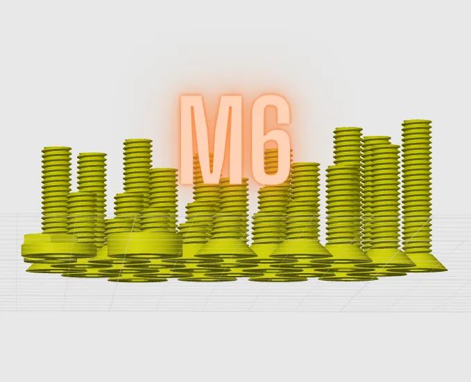 M6 Screw Set (20–27 mm), Nut and Washer