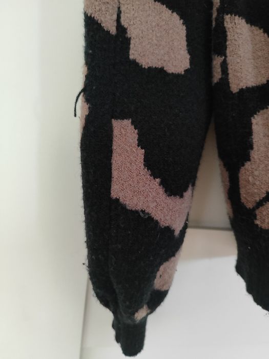 Swetr sweter czarny w brązowe laty leopard negro 40/42 Shein