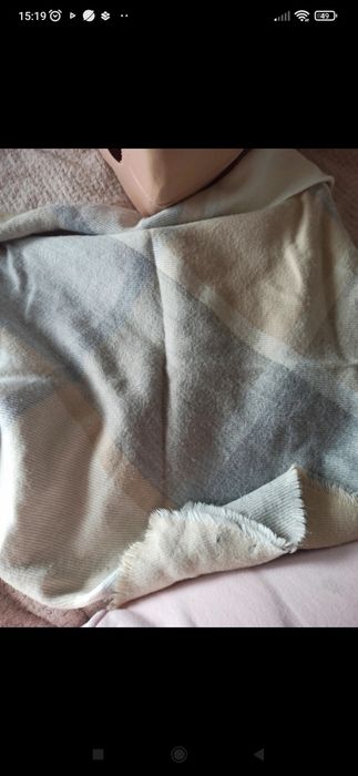 Szalik beżowo szary damski zimowy ciepły