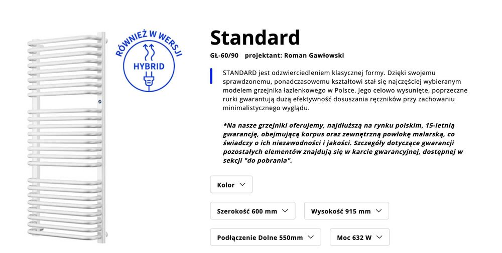 NOWY grzejnik InstalProjekt GŁ-60/90 - łazienkowy / szczebelkowy