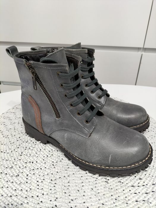 Skórzane botki (trapery) jak Rieker rozm 37 wkładka 23 cm