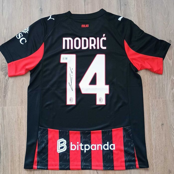 Luka Modric AC Milan koszulka podpis autograf Beckett piłka nożna