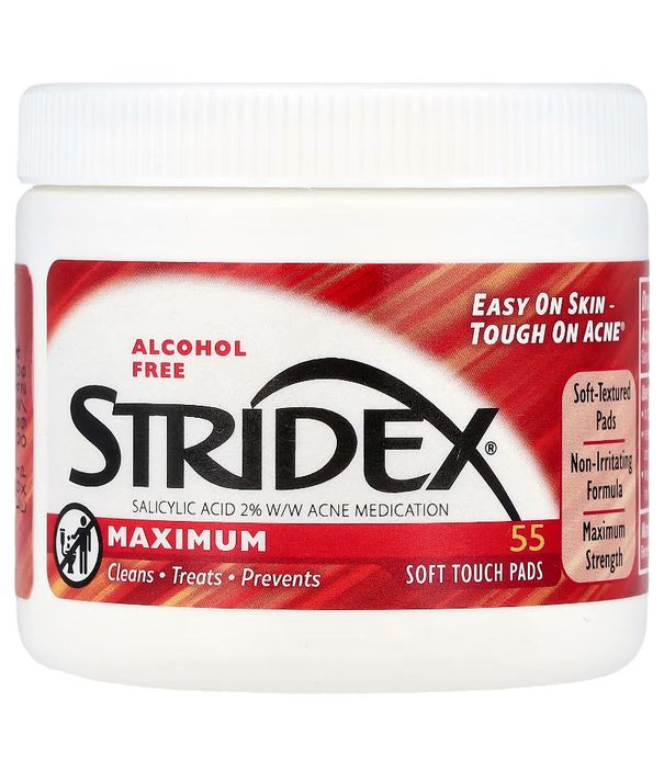 Stridex, Серветки, що очищають, без спирту, 55 м'яких серветок