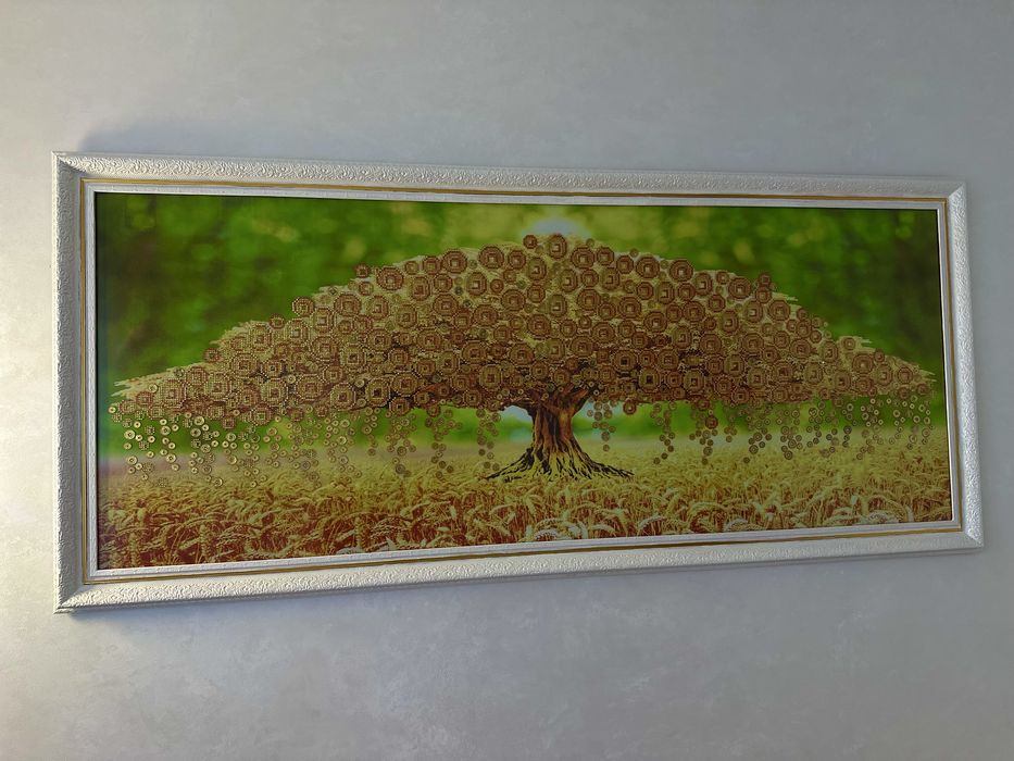 Картина алмазная вышивка Денежное дерево, новая, 150Х65