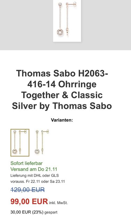 Позолочені сережки Thomas Sabo, цирконій