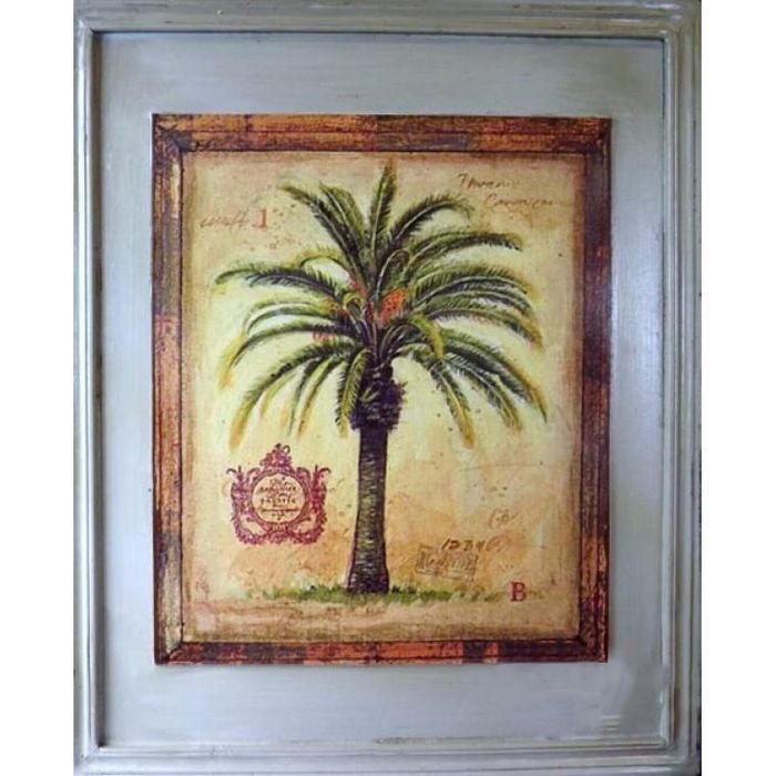 Obraz Na Płótnie Palma Postarzany Efekt 56x46 Cm Dwuczęściowy Zestaw Do Salonu Sypialni Dekoracja Ścienna Nowoczesna Mebliva