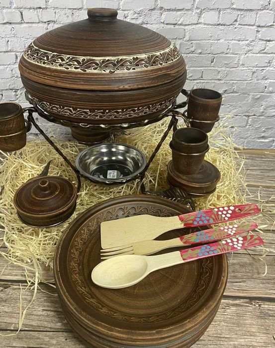 Садж кованный для шашлыка из глины подачи мясных блюд 3.5 л жаровня