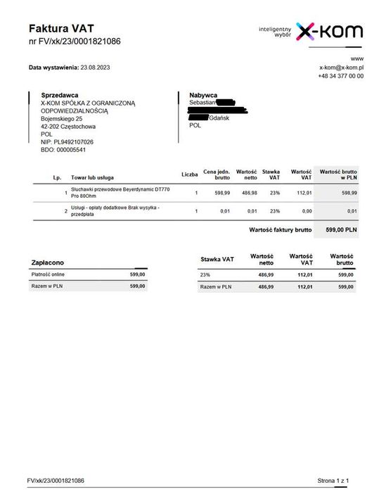 Słuchawki studyjne Beyerdynamic DT770 Pro 80Ohm użyte raz