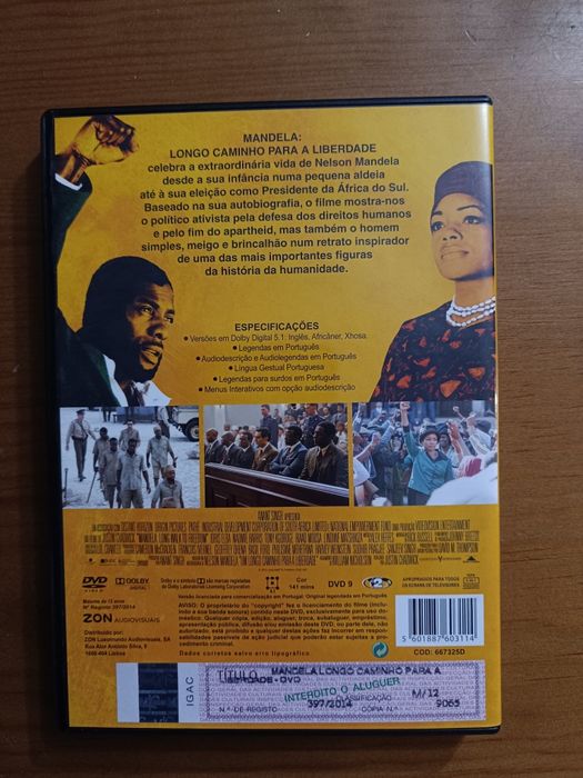 DVD do filme "Mandela - Longo Caminho Para a Liberdade" (portes grátis