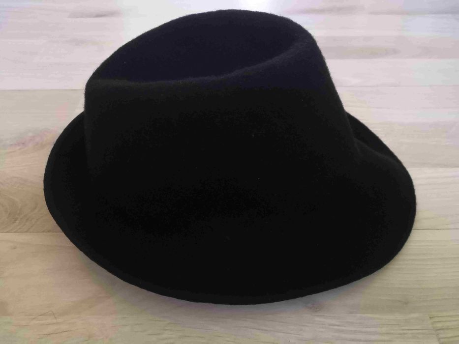 Kapelusz typu fedora, czarny, wełna, rozm ok. 57