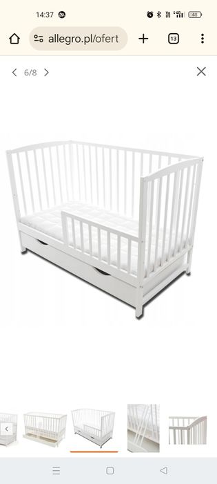 Łóżeczko niemowlęce z materacem i pościelą