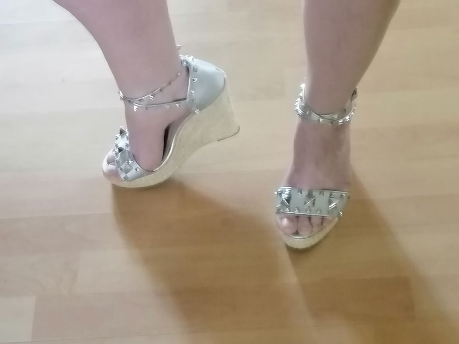 Sandałki espadyle srebrne wkładka 24cm