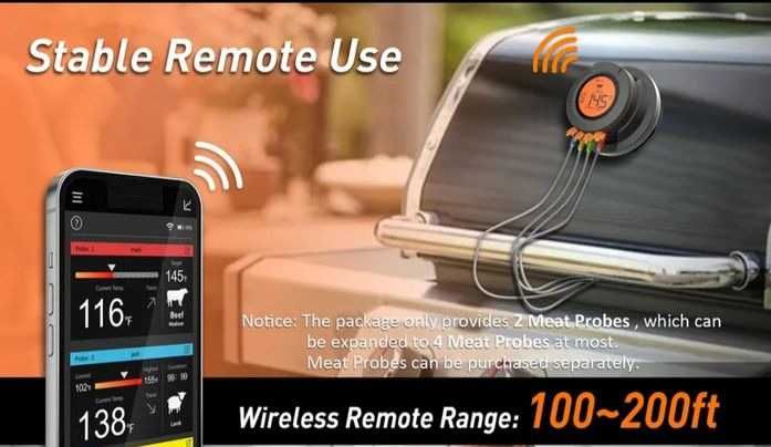 Цифровой Bluetooth беспроводной термометр для гриля Weber, ToGrill bbq
