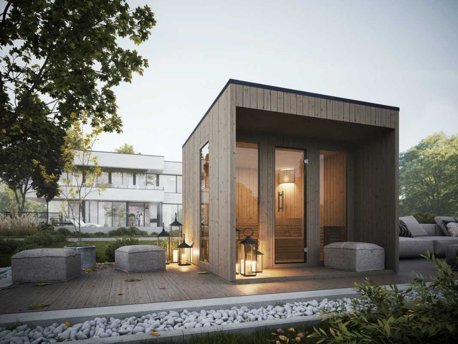 Nowoczesna Sauna Ogrodowa Drewniana 250x300 MegS01
