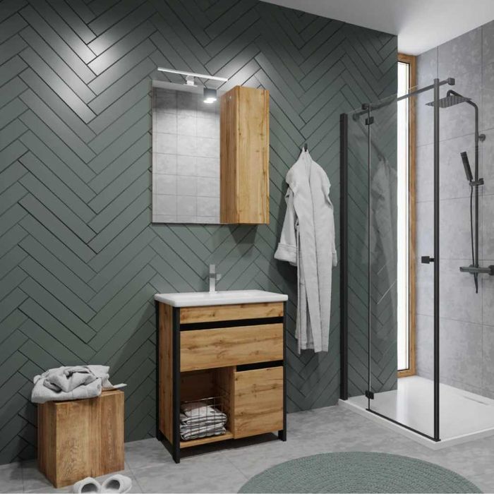 Тумба підлогова JUVENTA Bronx Brx-65 дуб вотан з умивальником Soft-65